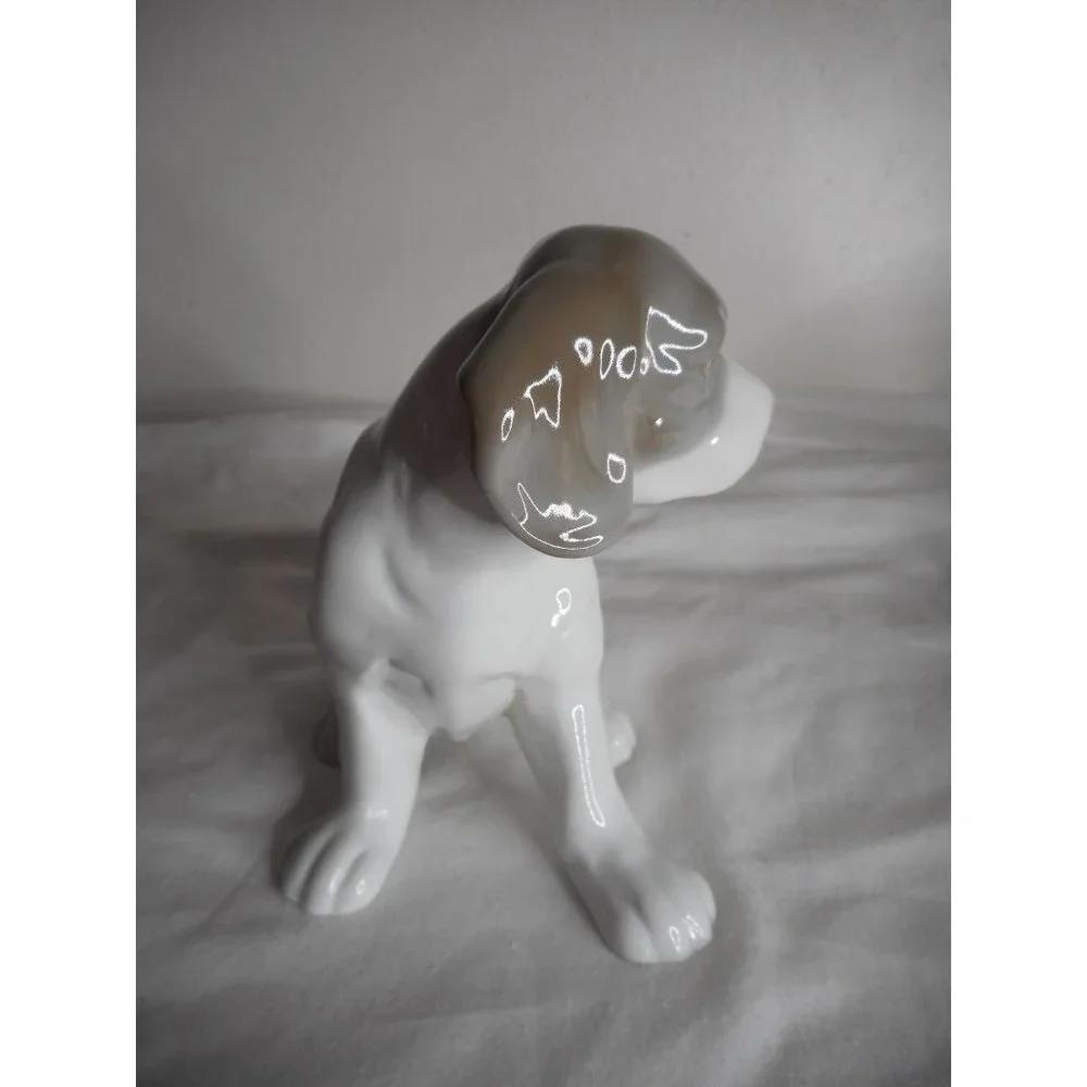Vintage Lot of 2 KPM German Porcelain dog puppy figurines Grey White Estate Find - Picture 3 of 12